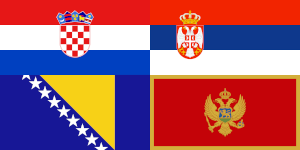 Combined Flag of Bosnia-Hercegovina, Croatia, Serbia and Montenegro